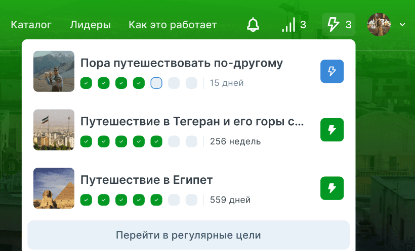 Обновление: Регулярные цели и прогресс целей - дополнительное изображение